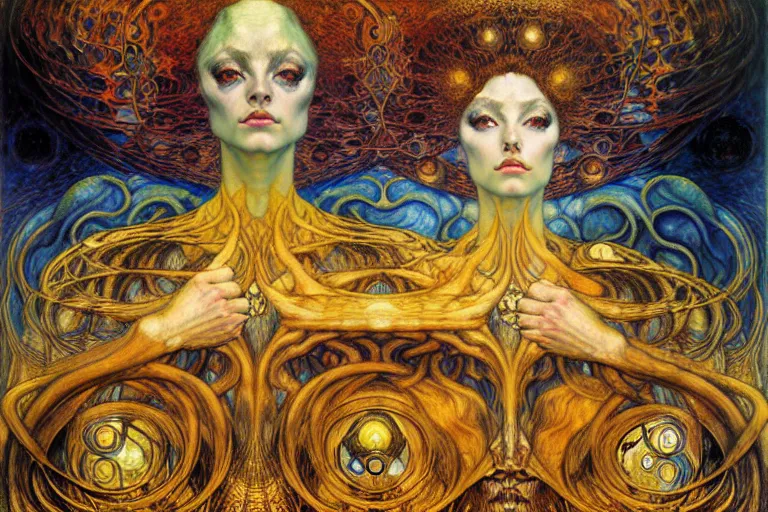 Image similar to Divine Chaos Engine by Karol Bak, Jean Delville, William Blake, Gustav Klimt, and Vincent Van Gogh, symbolist, visionary