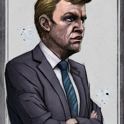 Image similar to Disco elysium portrait of sad Trump