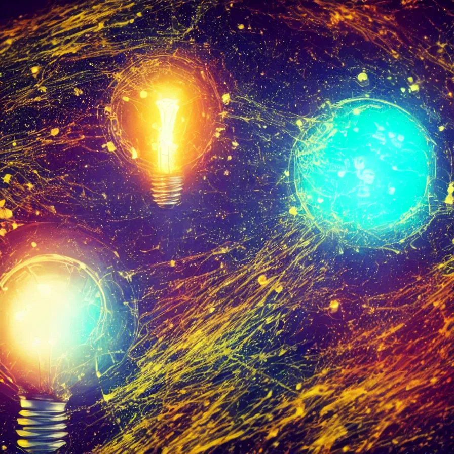 Prompt: lightbulb exploding into the universe, artist impression, 4k HD render, slow motion, psychedelic, intricate detail, one lightbulb, centered image