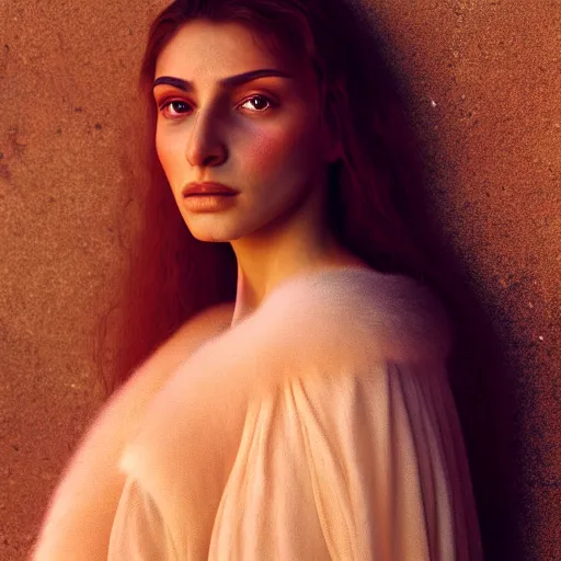 Image similar to photographic portrait of a stunningly beautiful renaissance azeri female in soft dreamy light at sunset, contemporary fashion shoot, by edward robert hughes, annie leibovitz and steve mccurry, david lazar, jimmy nelsson, breathtaking, 8 k resolution, extremely detailed, beautiful, establishing shot, artistic, hyperrealistic, beautiful face, octane render