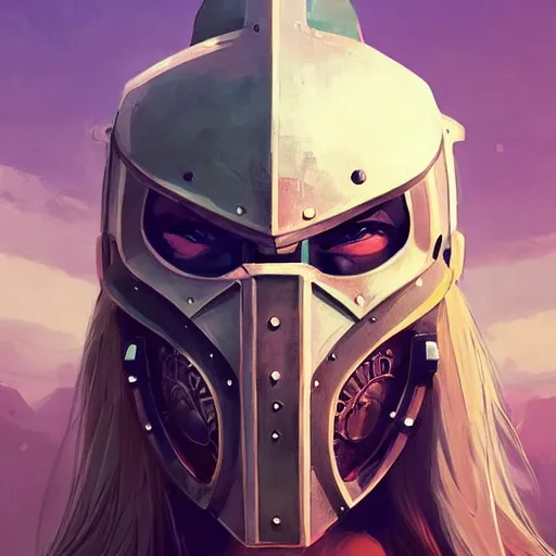 Image similar to cyberpunk viking helmet mask warrior goddess robot ninja fantasy, art gta 5 cover, official fanart behance hd artstation by jesper ejsing, by rhads, makoto shinkai and lois van baarle, ilya kuvshinov, ossdraws