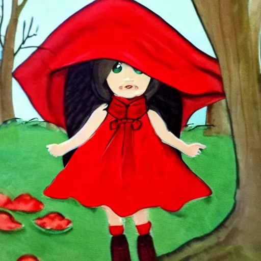 Image similar to little red riding hood riding the big bad wolf