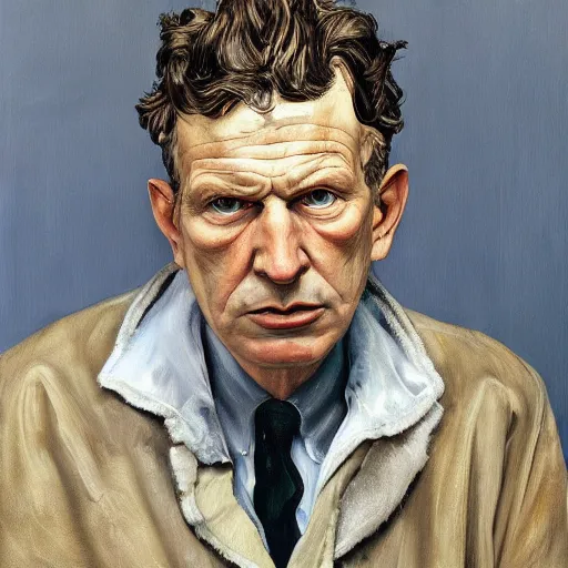 Image similar to high quality high detail painting by lucian freud, hd, portrait of batman