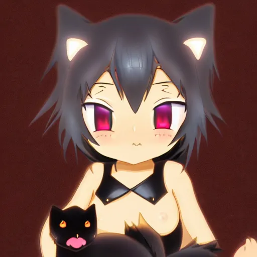 Image similar to anime salem black cat beautiful lighting