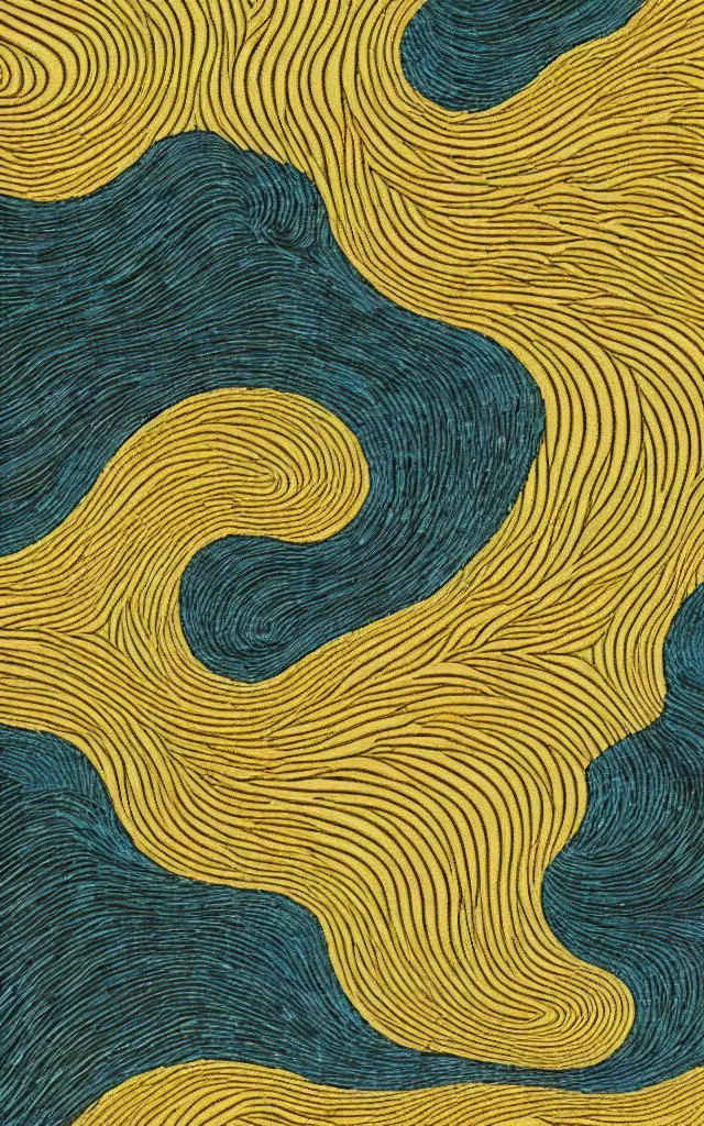 Prompt: rainy streets of kyoto, fractal waves. japanese embroidery. retro minimalist art by jean giraud and van gogh.