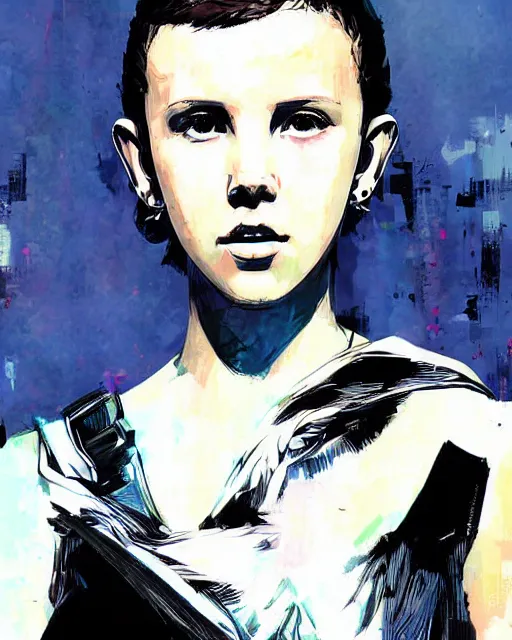 Prompt: digital art of millie bobby brown by yoji shinkawa