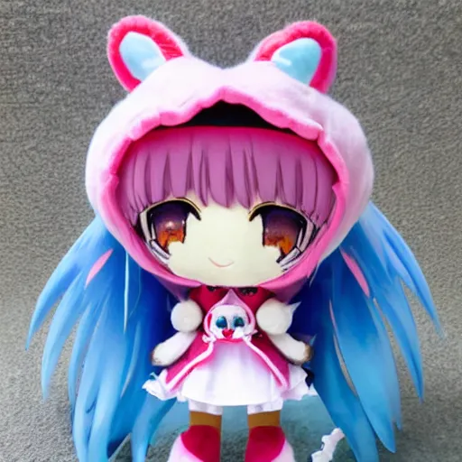 Prompt: extremely cute fumo plush machine guardian girl, anime girl