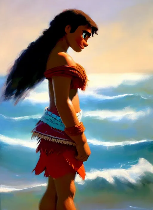 Image similar to moana, soft natural light, stillframe, greg manchess