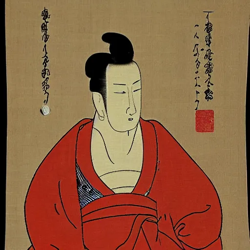 Image similar to ancient Japanese artwork, Donald Trump, great image