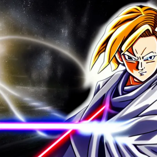 Prompt: Obi-Wan Kenobi as an anime character from Dragon Ball Z. Beautiful. 4K.