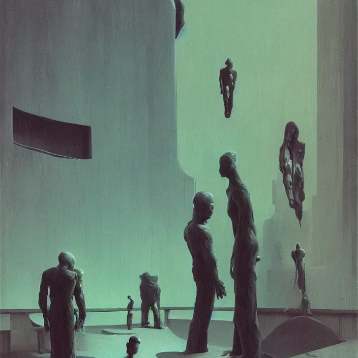 Image similar to rave, science fiction, Edward Hopper and James Gilleard, Zdzislaw Beksinski, highly detailed