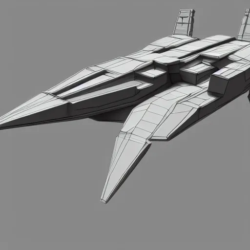 Image similar to concept art for a spaceship, 3D polygonal.