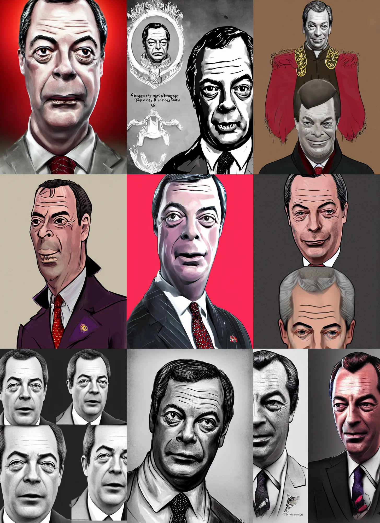 Prompt: character portrait of Nigel Farage playing Stannis Baratheon, digital art, trending on artstation, 4k
