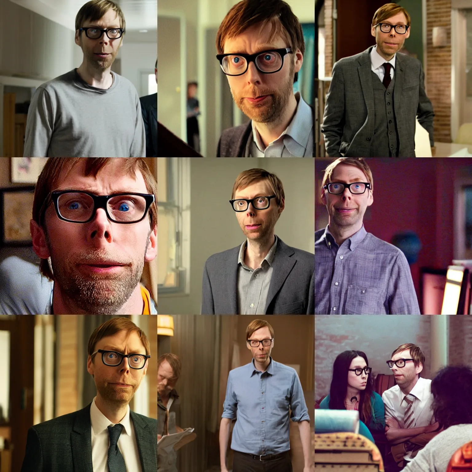 Prompt: film still from a movie featuring Stephen Merchant
