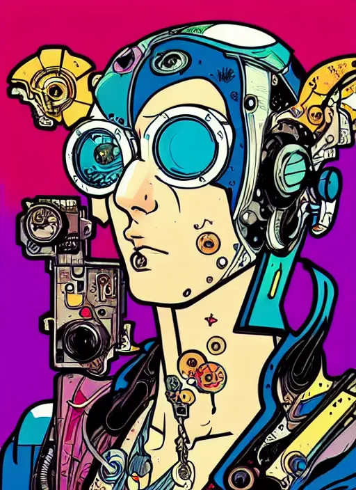 Image similar to cyberpunk pisces!! cyborg portrait illustration, pop art, splash painting, art by geof darrow, ashley wood, alphonse mucha, makoto shinkai