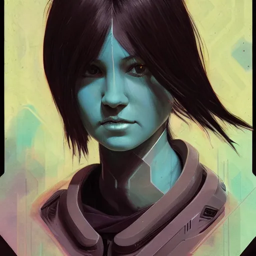 Prompt: Cortana from Halo 2 picture by Sachin Teng, asymmetrical, dark vibes, Realistic Painting , Organic painting, Matte Painting, geometric shapes, hard edges, graffiti, street art:2 by Sachin Teng:4