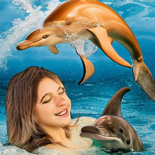 Prompt: a dolphin and a dog and a mermaid in a jacuzzi, 4 k