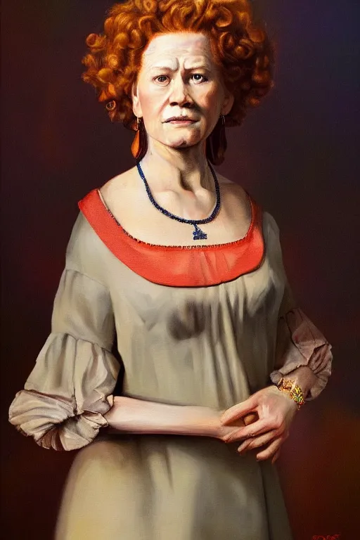 Prompt: a detailed realistic painting portrait of peggy hill from king of the hill by rembrandt, in the style of rembrandt, photorealistic, vibrant colors, studio lighting, volumetric lighting, micro details