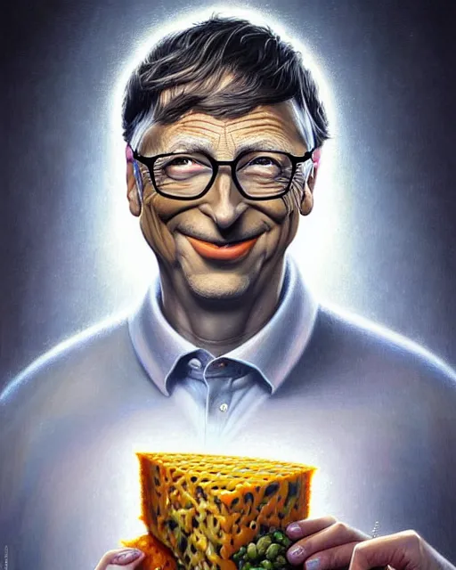 Image similar to detailed portrait of bill gates cheese!! grater!!! shredded by tomasz alen kopera and peter mohrbacher and johanna martine! and margaret keane! coherent luminescent