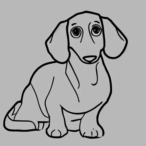 Prompt: very simple line art outline of dachshund