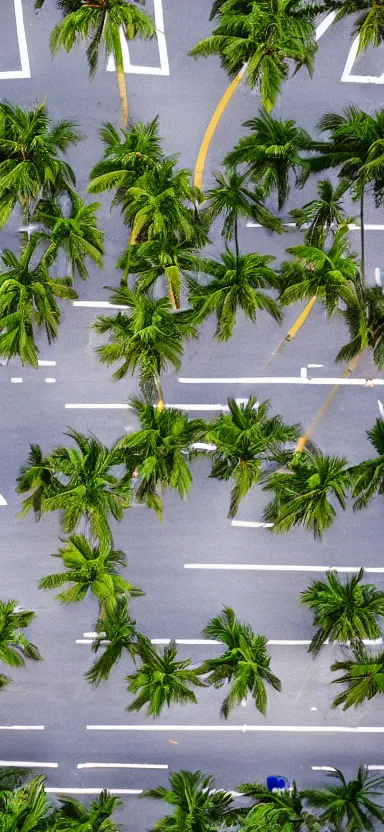 Image similar to aerial photo of sidewalk at palm trees, side shot, by shunji dodo, 8 k resolution, photo, high quality