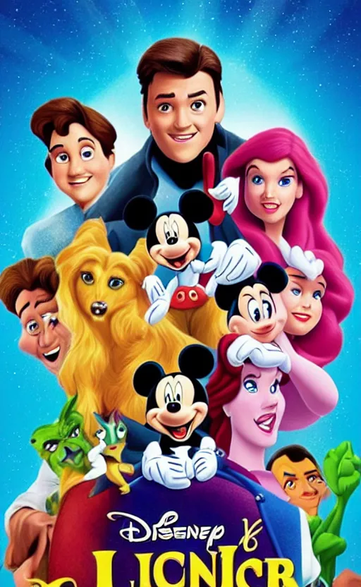 Image similar to a poster for a really awful Disney movie, iconic logo