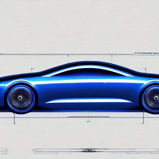 Image similar to blueprint for an advanced car, concept art, digital sketch, 4 k, hd