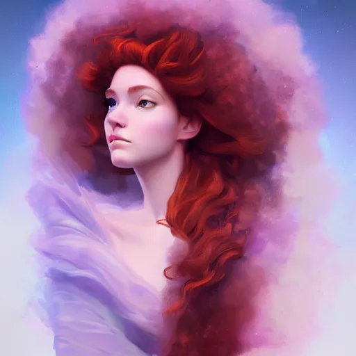 Prompt: portrait of Princess Merida, futuristic and ethereal, expressive pose, sci-fi, cyberpunk, highly detailed, digital painting, artstation, concept art, smooth, sharp focus, by John Singer Sargent