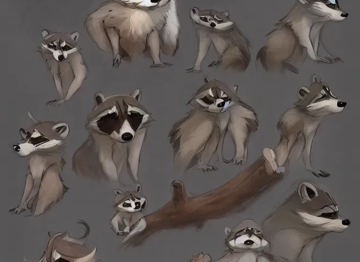 Prompt: lovely raccoon in the style of don bluth, beautiful artwork, shading, high quality cartoon model sheet. greg rutkowski detailed