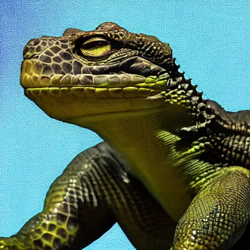 Prompt: High resolution!! Reptilian doing an interview, 8K, Cinematic, hyperrealistic, tv show