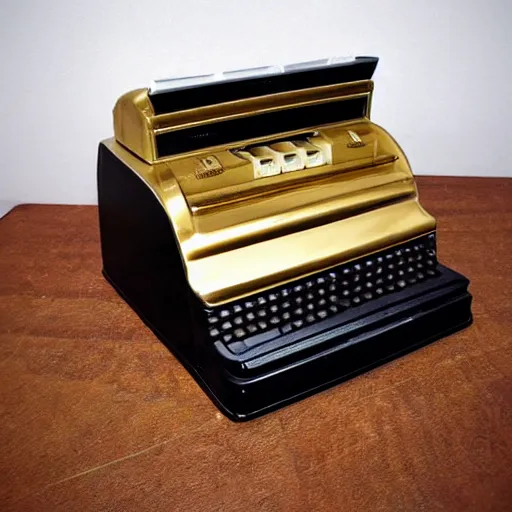 Prompt: award - winning photo. photorealistic vintage brass national cash register from 1 9 0 0.