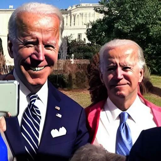 Image similar to joe biden accidentally leaves flash on when taking a selfie, gets blinded by the light