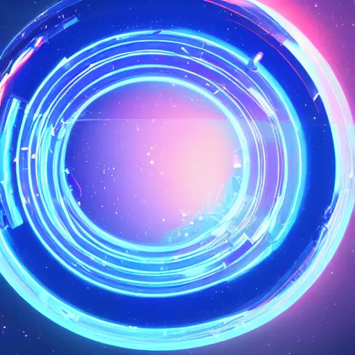 Prompt: blue circular hologram, sci - fi, cgi, artstation