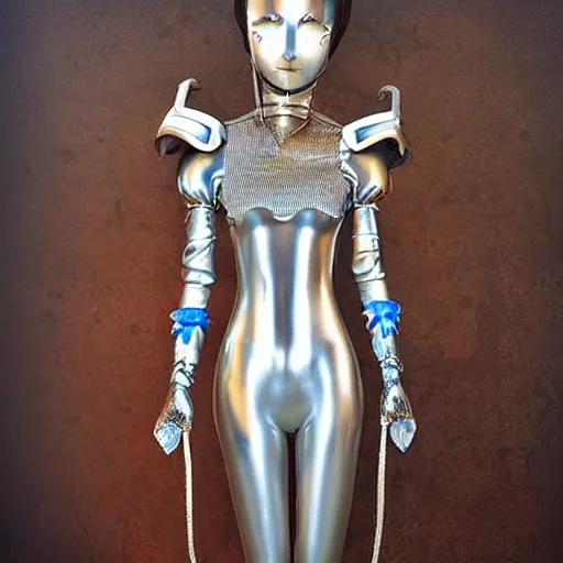 Prompt: ghibli, curiosities carnival, photorealistic anime soft paint of a single beautiful cosplay full very tight long metallic suit ornate face, gynoid body, accurate features, focus, very intricate ultrafine details, award winning masterpiece