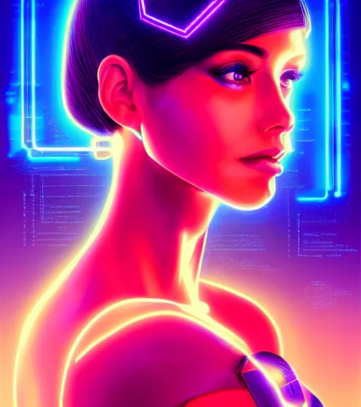 Image similar to symmetry!! latin princess of technology, solid cube of light, hard edges, product render retro - futuristic poster scifi, lasers and neon circuits, beautiful woman latin princess, intricate, elegant, highly detailed, digital painting, artstation, concept art, smooth, sharp focus, illustration, dreamlike, art by artgerm