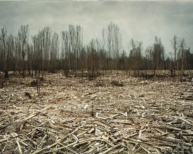 Prompt: A haunted landscape. Anselm Kiefer.