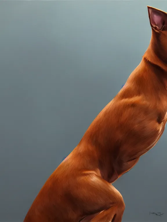 Prompt: an ultradetailed beautiful portrait painting of a original sonic character based off of a strong elegant brown pitbull, side view, oil painting, high resolution, by ilya kuvshinov, sonic oc, brown fur, furry, greg rutkowski and makoto shinkai