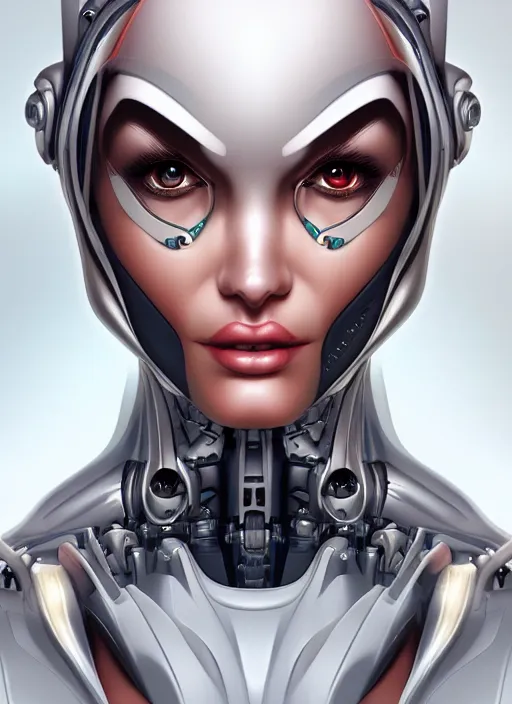 Prompt: portrait of a cyborg6 woman by Artgerm, biomechanical, hyper detailled, trending on artstation