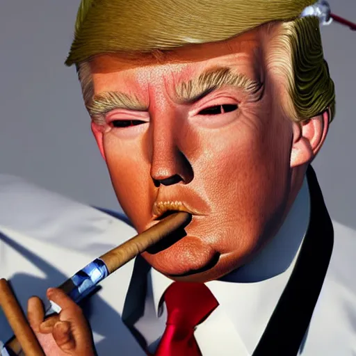 Image similar to a high quality photo of donald trump smoking a cigar, ultra realistic, cgsociety, award winning photograph