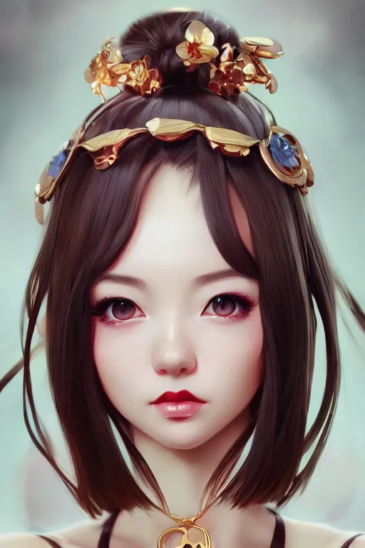 Image similar to a pin up and beautiful fashion charming dreamlke japan girl with lv jewelry, character art, art by artgerm lau and wlop and and ilya kuvshinov and john singer sargent, hyperdetailed, 8 k realistic, symmetrical, frostbite 3 engine, cryengine, dof, trending on artstation, digital art