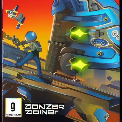 Prompt: video game box art of a game called zone blaster, highly detailed cover art.