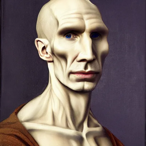 Image similar to a renaissance style portrait painting of Voldemort