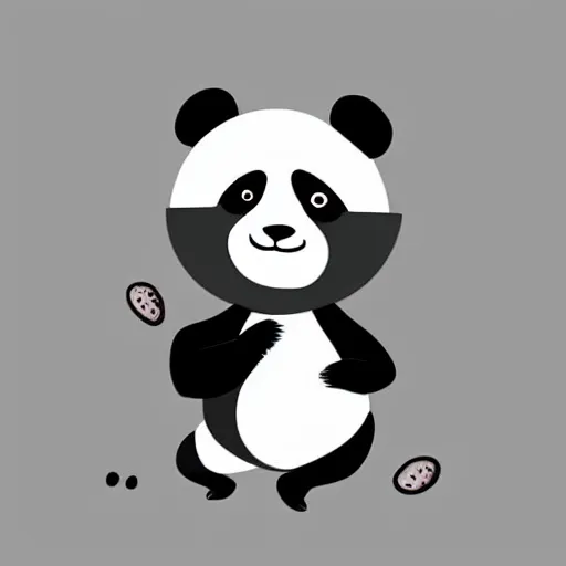 Image similar to silly panda in a predicament, digital art, minimalistic, monochromatic