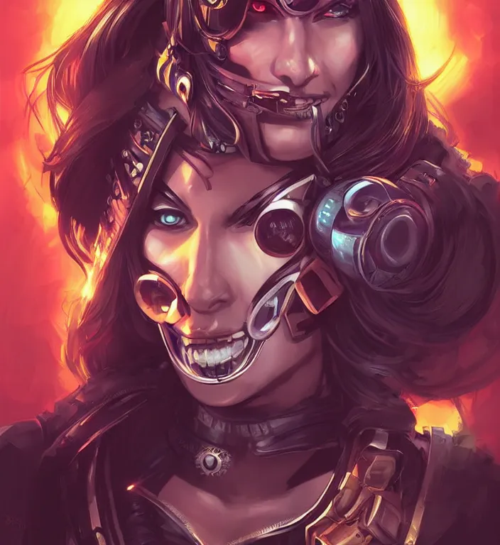 Prompt: a portrait of a space pirate with neon teeth, retro, steampunk, smooth, sharp focus, concept art by artgerm