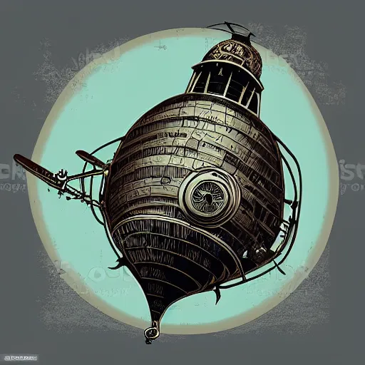 Prompt: steampunk zeppelin over fantasy landscape, beautiful vector art by aaron horkey