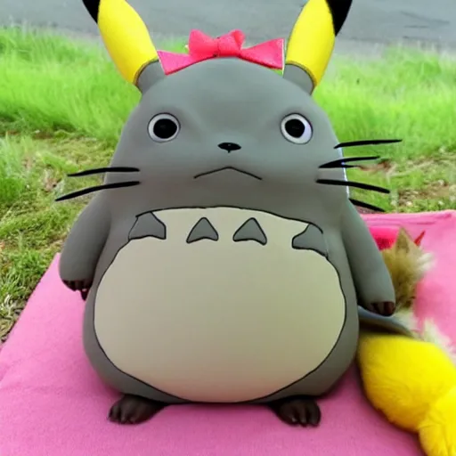 Prompt: Totoro dressed as Pikachu