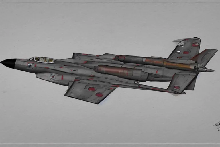 Image similar to Concept art of a retrofuturistic warplane