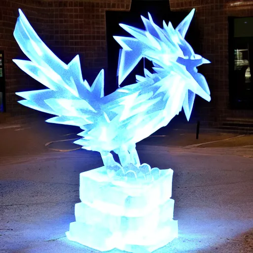 Image similar to ice sculpture of the pokemon zapdos