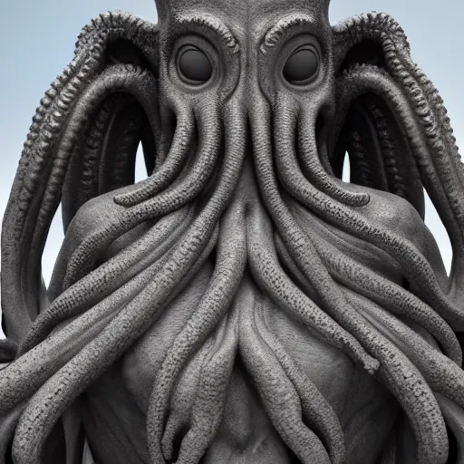 Image similar to 8 k hd detailed octane render of a statue in honor of cthulhu