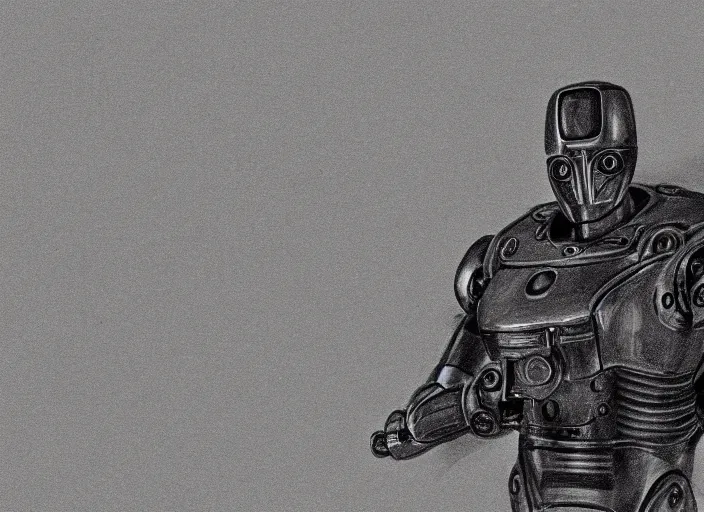 Image similar to basic pencil drawing of robot warlord full body, cigar, uhd, ultra realistic, 4 k, movie still, detailed, sharp, real life, cinematic